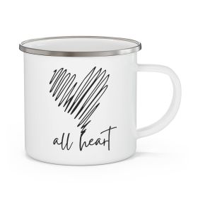 Enamel Camping Mug, Say It Soul, All Heart Black Line Art Print