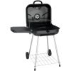 22" Square Charcoal Grill with Foldable Side Shelf, Black