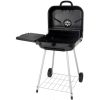 22" Square Charcoal Grill with Foldable Side Shelf, Black