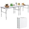 2 Pieces Folding Utility Table with Carrying Handle-White