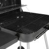 22" Square Charcoal Grill with Foldable Side Shelf, Black