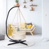 Hanging Hammock Chair with 330 Pounds Capacity and Cotton Rope Handwoven Tassels Design