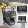 Hanging Rope Swing Chair with Soft Pillow and Cushions